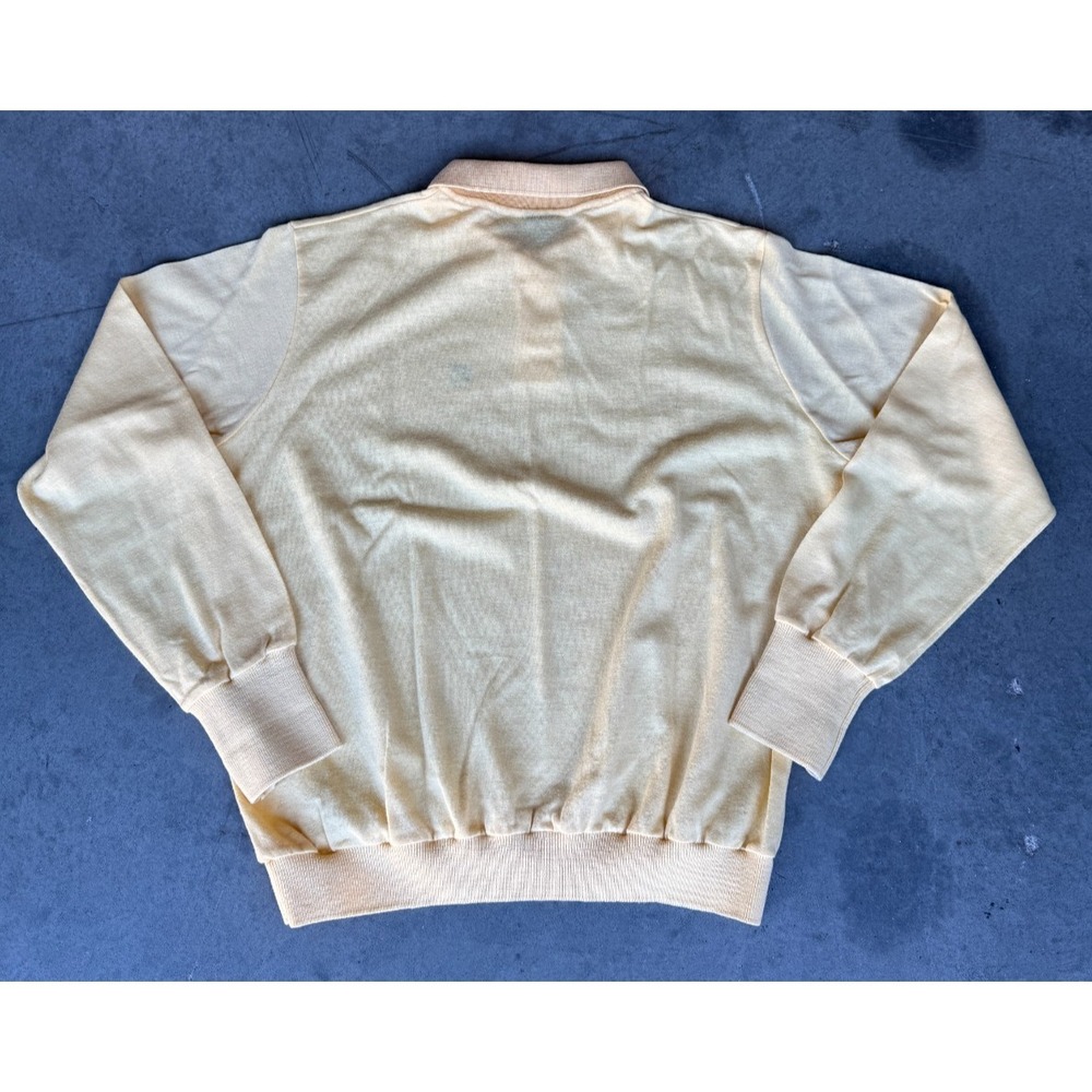 Vtg Mens Sz Large CHAPS by Ralph Lauren Yellow Long Sleeve Polo Shirt - Minor Fl - Picture 9 of 9